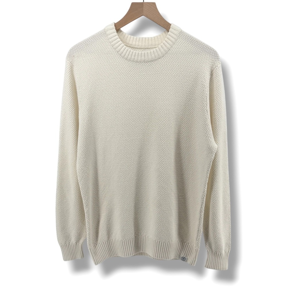 Long Wharf Supply Co. Madaket Seawell Crew Men Medium Cream Coastal Sweater